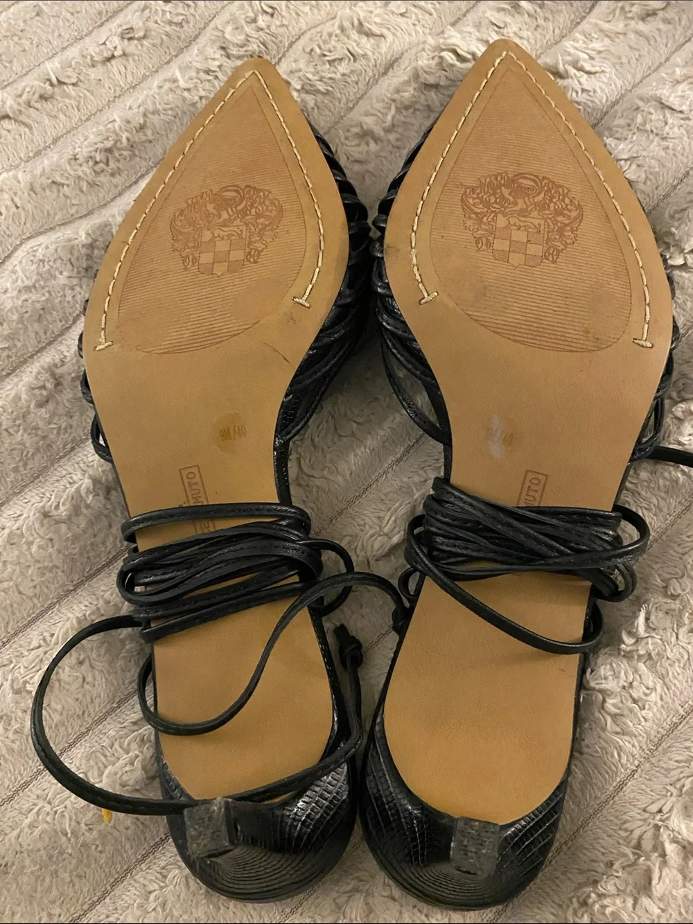 NWOT, Vince Camuto Black Pointed Toe Lace-Up Kitten Heels